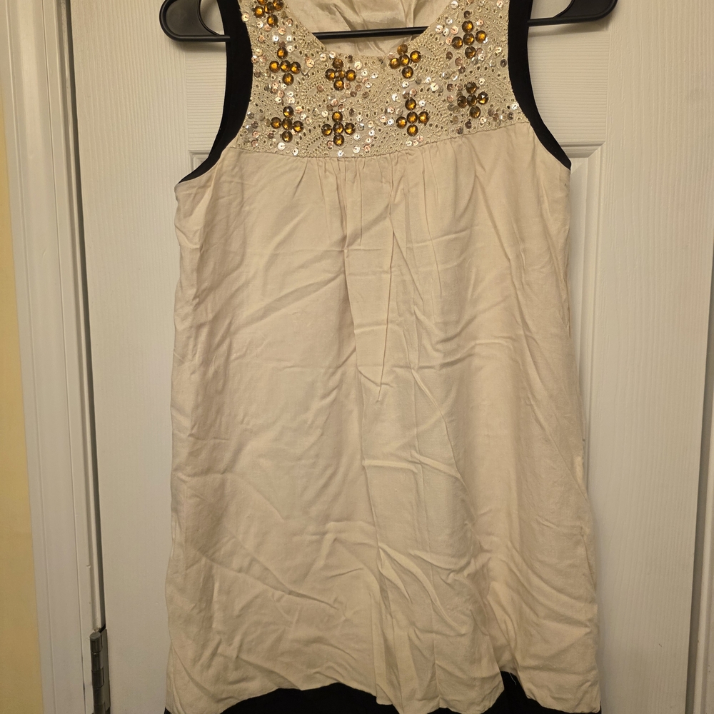 ASOS Cream and Gold Embellished Mini Dress
